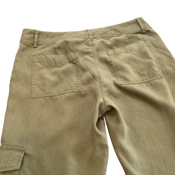Coldwater Creek Tencel Olive Green Crop Cuffed Hem Midrise Pants, Size 6 Flowy - Picture 11 of 14